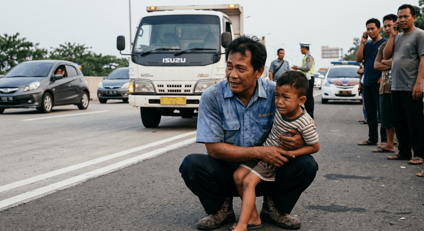 Aksi Heroik Sopir Truk Selamatkan Bocah Tertabrak di Tol Cikampek