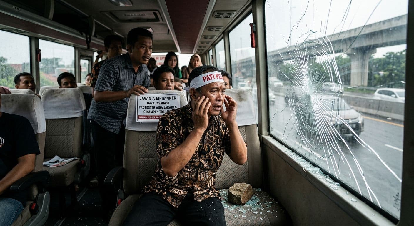 Kronologi Bus Rombongan Pendemo Asal Pati yang Viral