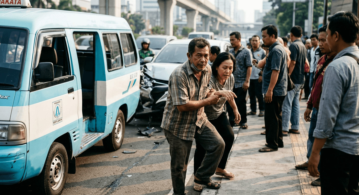 Viral! Video Aksi Heroik Sopir Angkot Selamatkan Penumpang dari Kecelakaan di Jakarta Pagi Ini