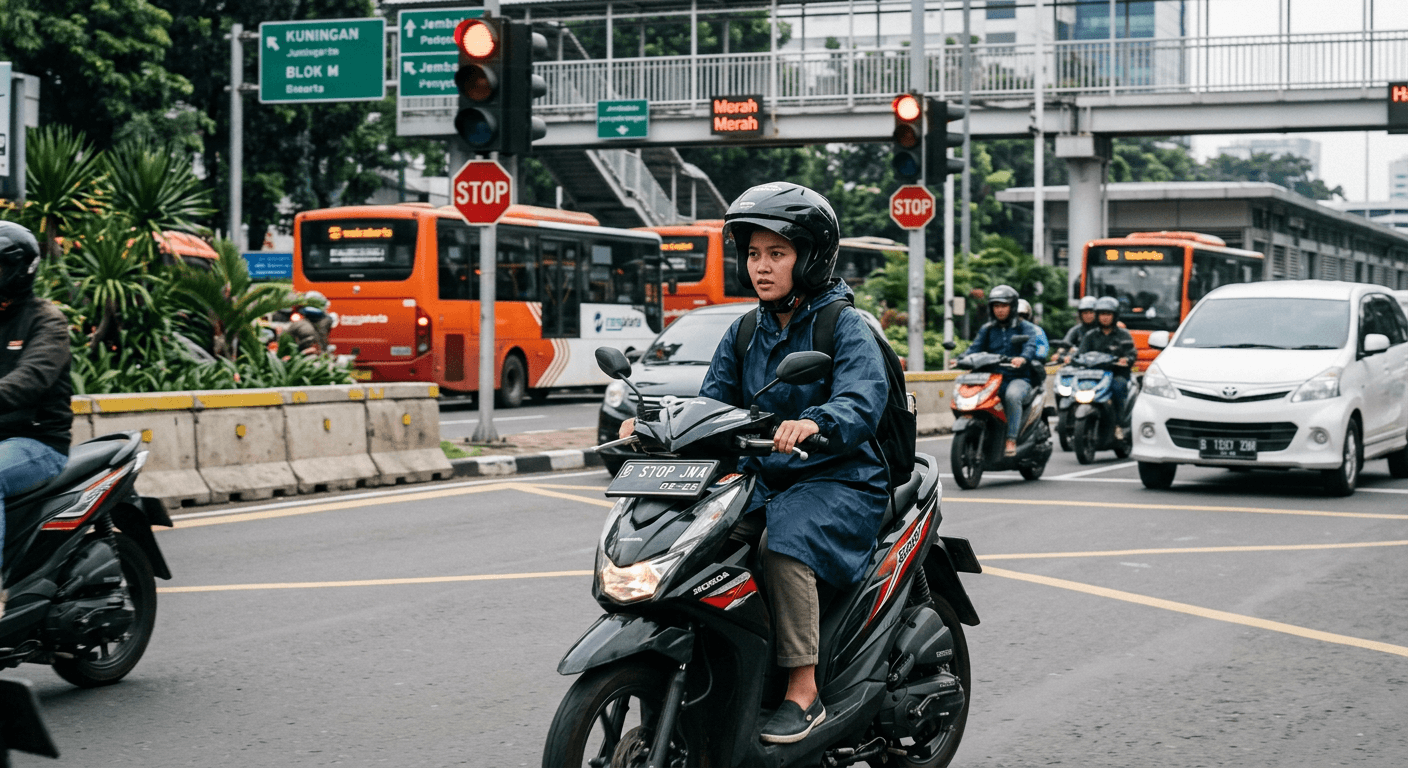 Motor Terobos Lampu Merah di Jakarta Pagi Ini Terekam Kamera