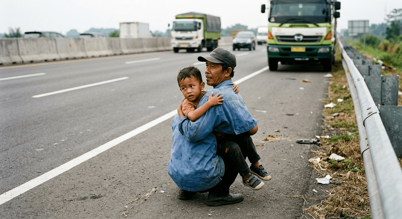 Viral! Aksi Sopir Truk Selamatkan Anak Kecil di Jalan Tol Bandung Hari Ini