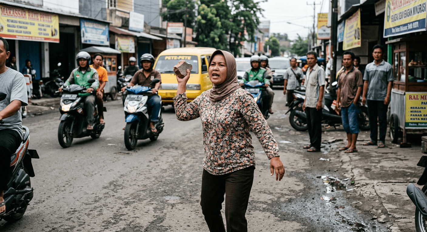 Viral Video Wanita Lempar Batu di Makassar Jadi Sorotan Netizen Hari Ini