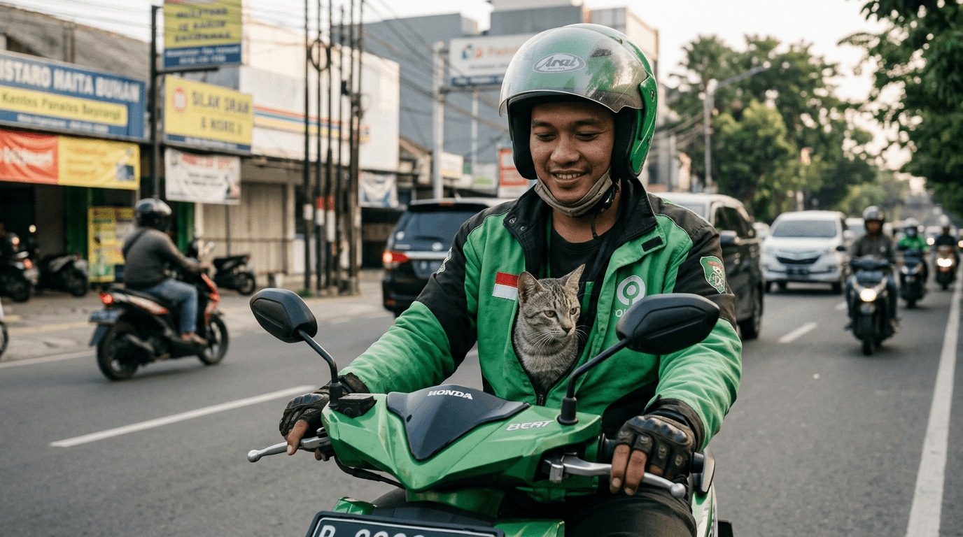 Viral Ojol Bawa Kucing Naik Motor Jadi Sorotan Netizen Hari Ini