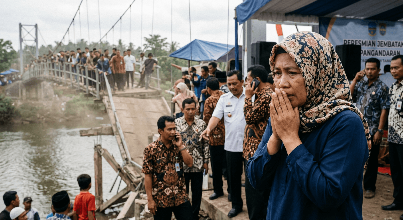 Fakta Jembatan Pongpet Ambruk Pas Peresmian di Pangandaran