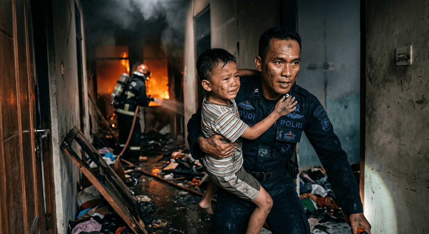 Aksi Heroik Polisi Selamatkan Bocah dari Kebakaran Rumah di Jakarta Timur
