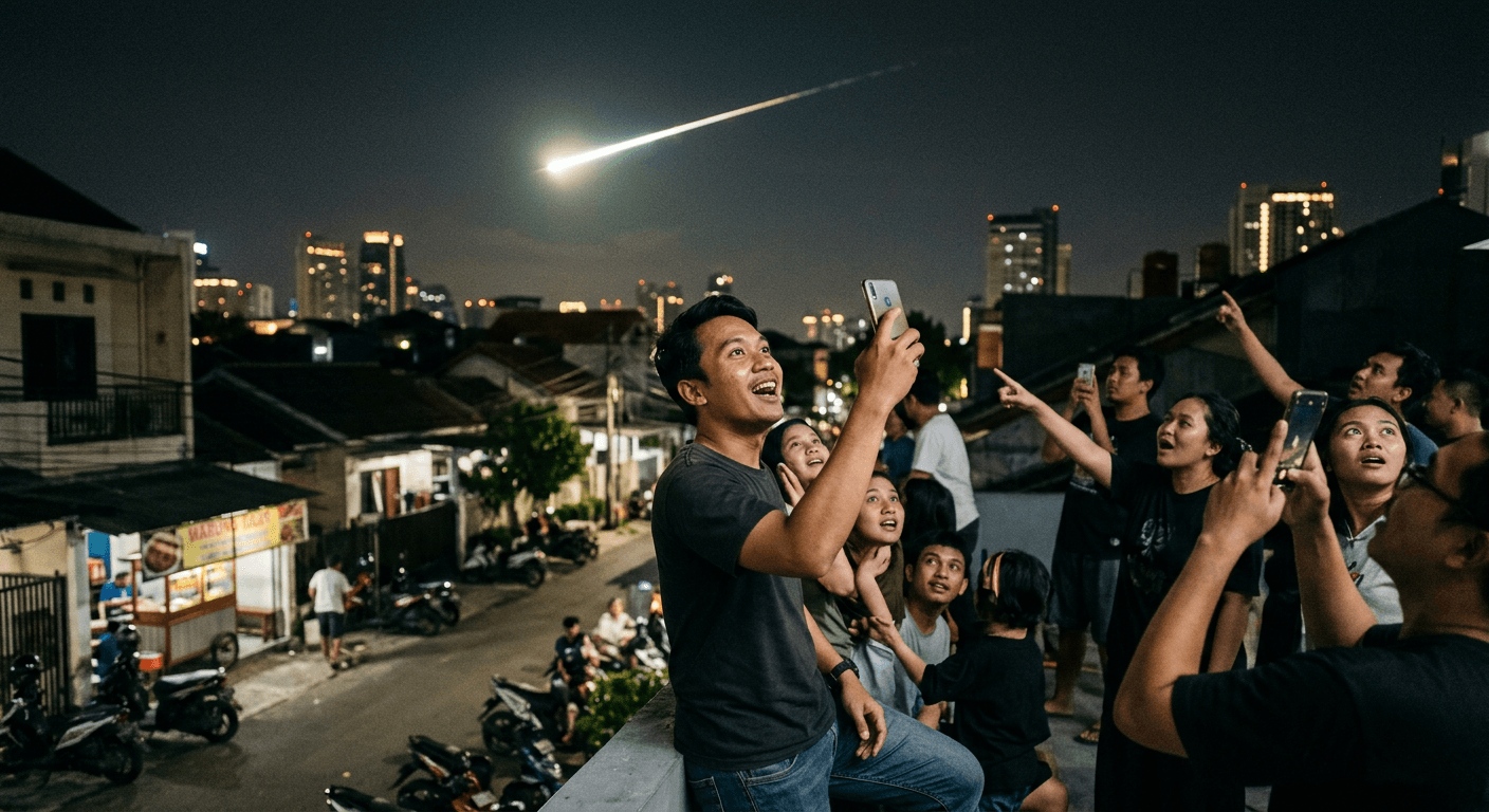Viral Detik-detik Warga Heboh Lihat Meteor Melintas di Langit Jakarta Malam Ini