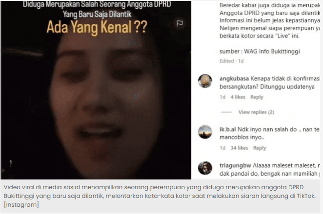 Ketua DPRD Bukittinggi Belum Tanggapi Video Viral Diduga Anggota DPRD Bercarut di TikTok