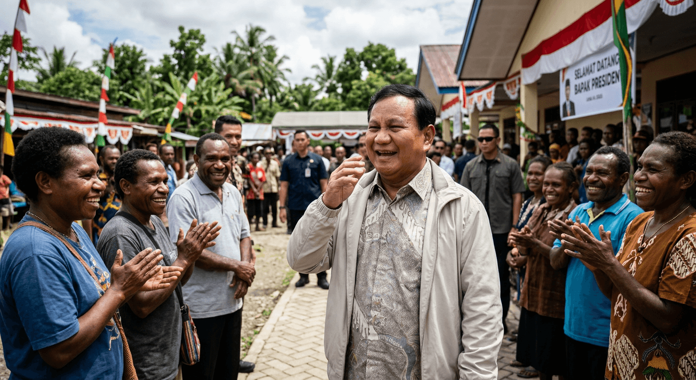 Detik-detik Presiden Prabowo Tertawa Lepas Saat Kunjungan ke Papua Hari Ini