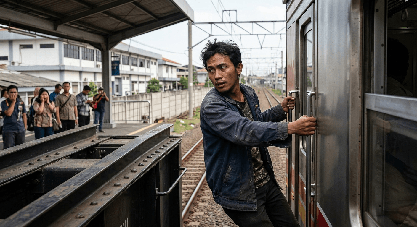 Fakta Kasus Viral Man Hanging KRL Train di Tanjung Priok