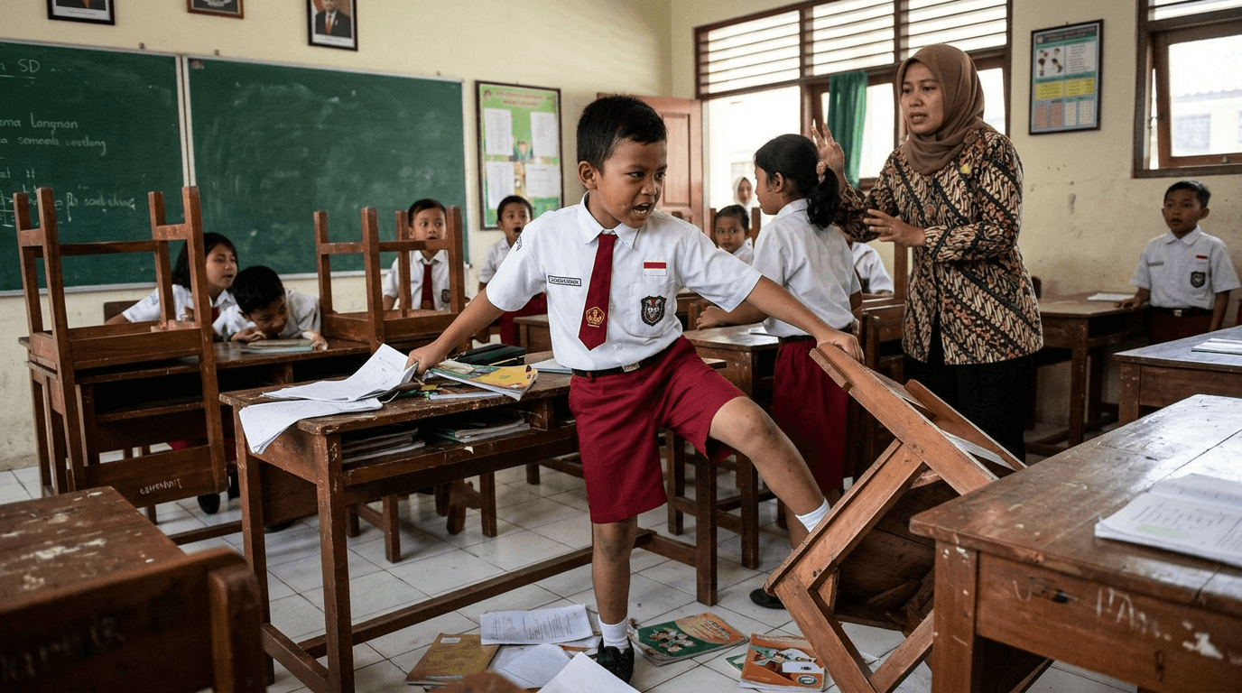Viral Anak SD Ngamuk di Kelas, Netizen Heboh!