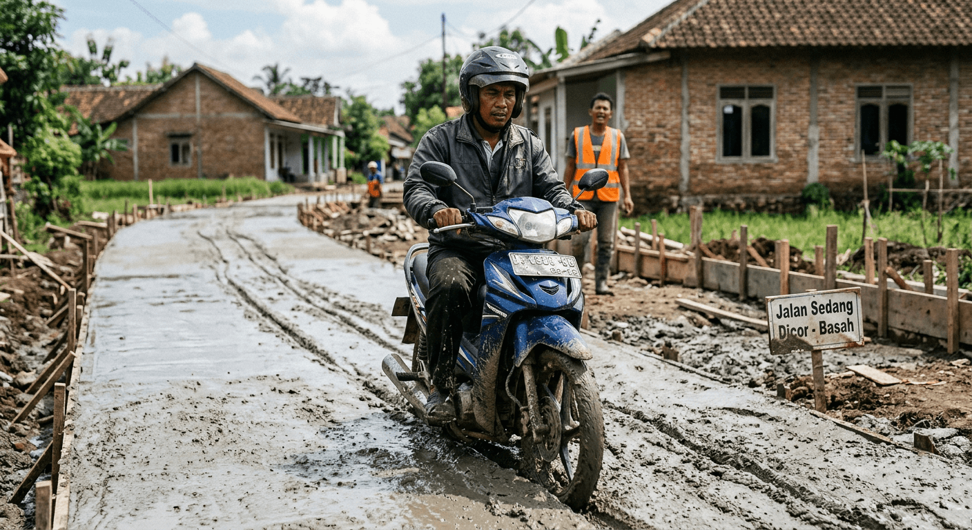 Pria Terobos Jalan Cor Basah di Pekalongan Jadi Sorotan Netizen