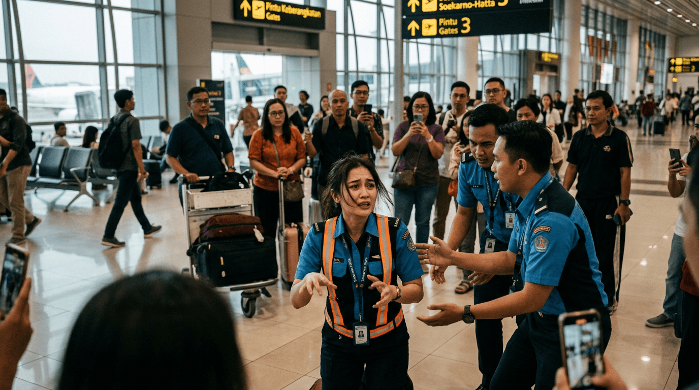Viral Detik-detik Petugas Bandara Soetta Diduga Kesurupan dan Berperilaku Aneh