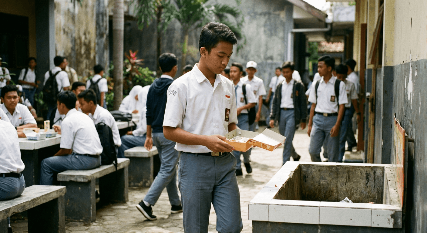 Kronologi Siswa Bondowoso Buang Makanan MBG yang Viral