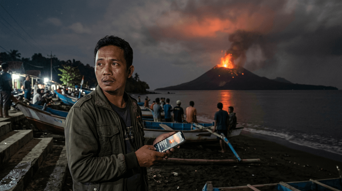 Letusan Anak Krakatau Terekam Viral Malam Ini, Status Siaga Ditingkatkan