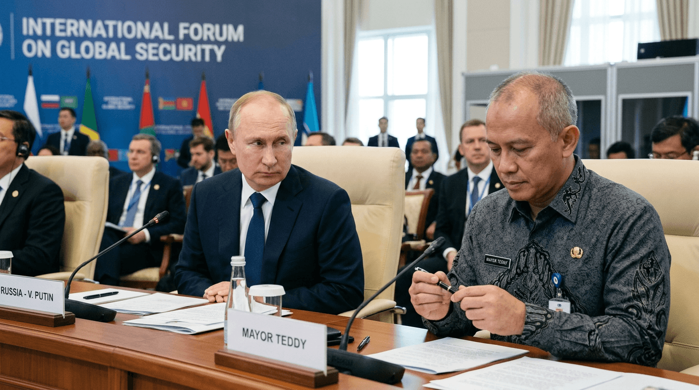 Viral! Momen Canggung Putin Badmood Lihat Aksi Mayor Teddy Mainkan Pulpen di Forum Dunia