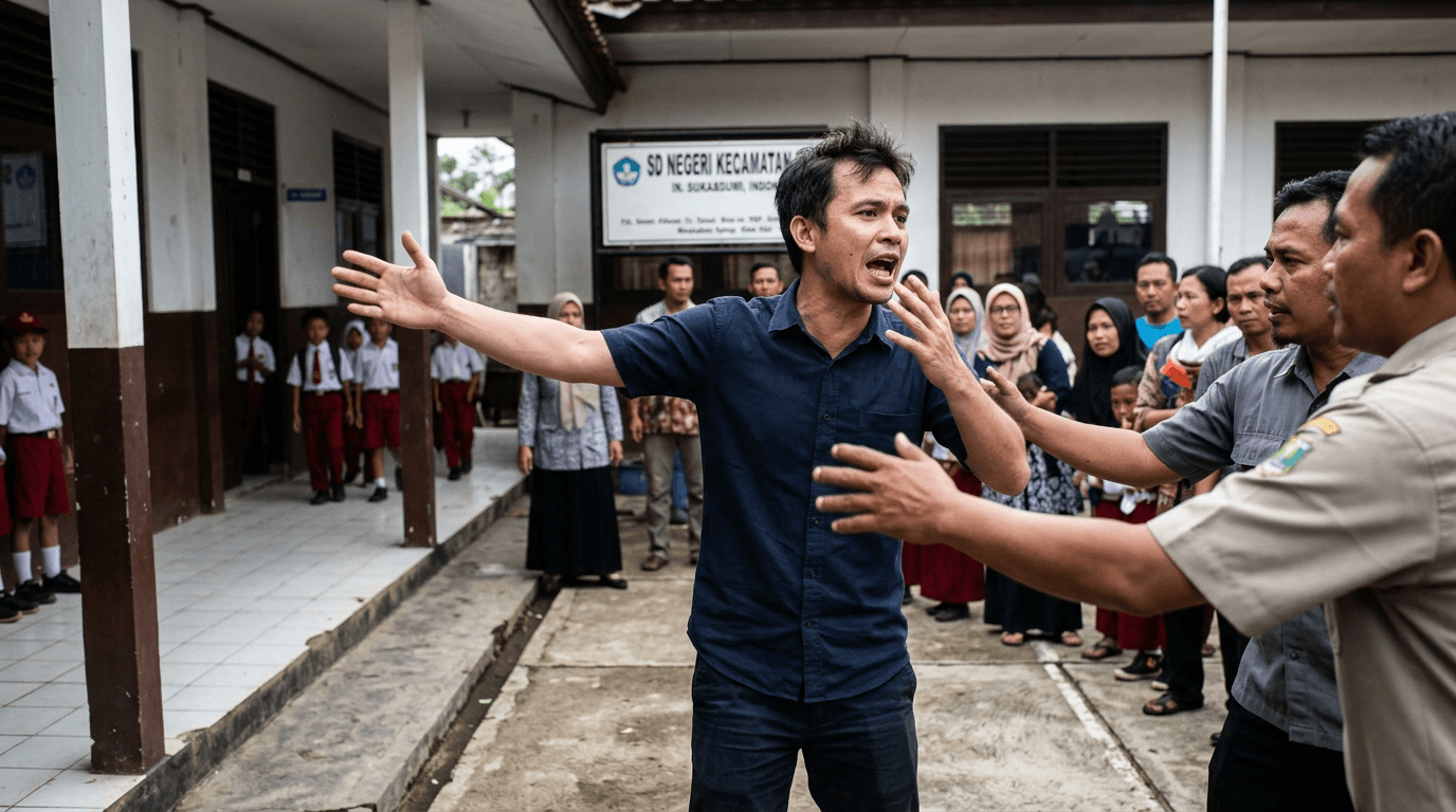 Kisah Viral Pria Ngamuk di Sekolah Sukabumi, Ini Kronologi Lengkapnya