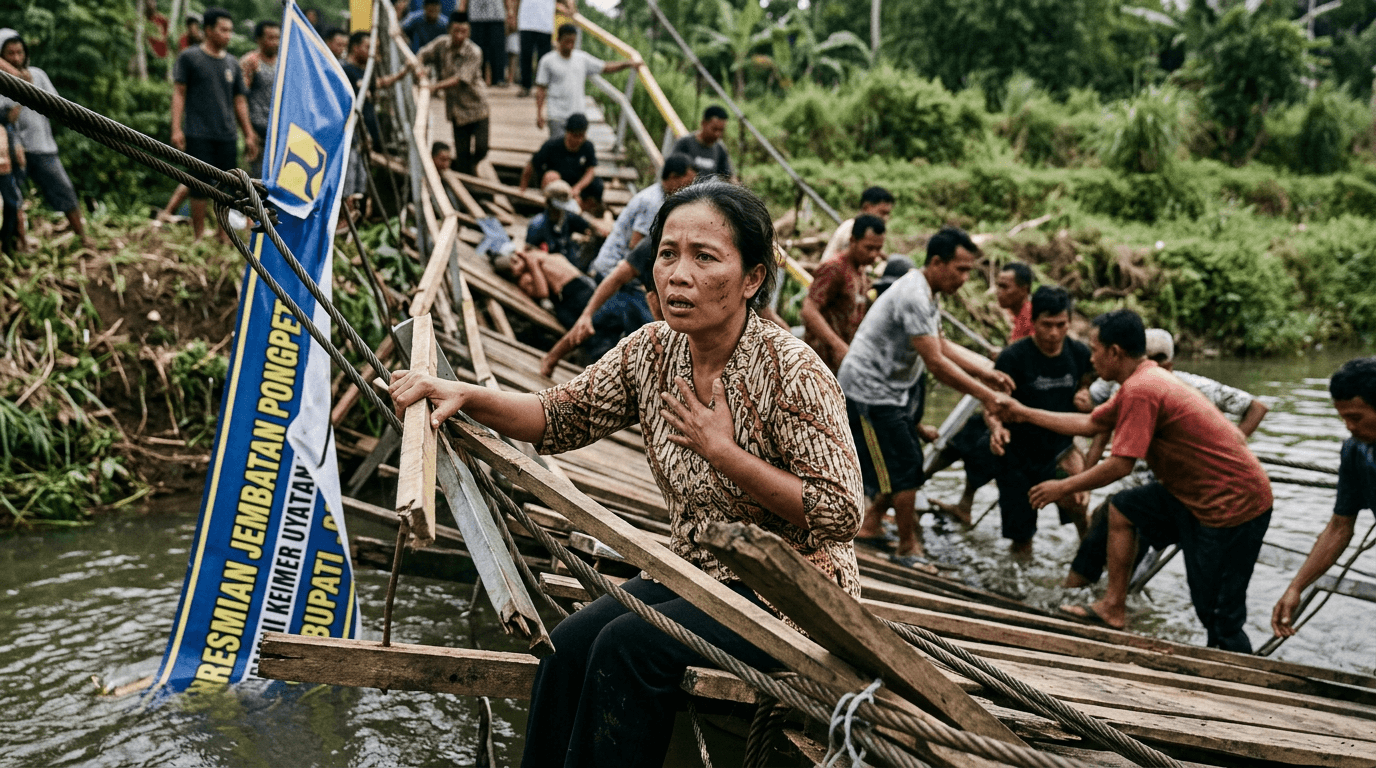 Kronologi Jembatan Pongpet Pangandaran yang Viral