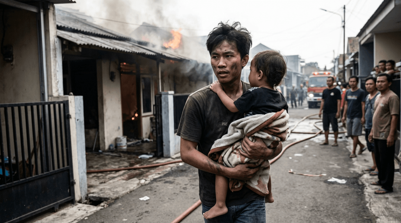 Viral! Aksi Heroik Pemuda Selamatkan Anak dari Kebakaran di Bandung Hari Ini