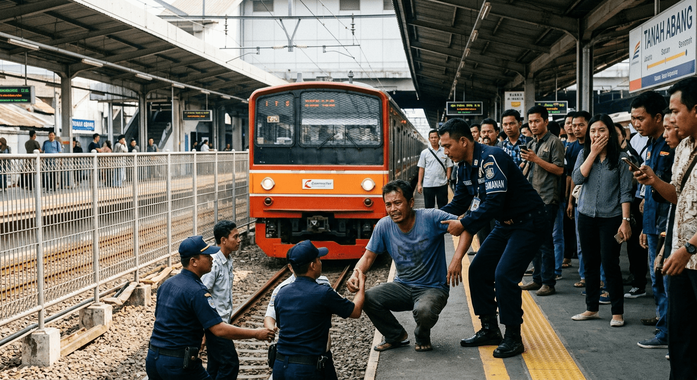 Viral Aksi Pria Lompat ke Rel KRL Tanah Abang, Begini Kronologi Lengkapnya